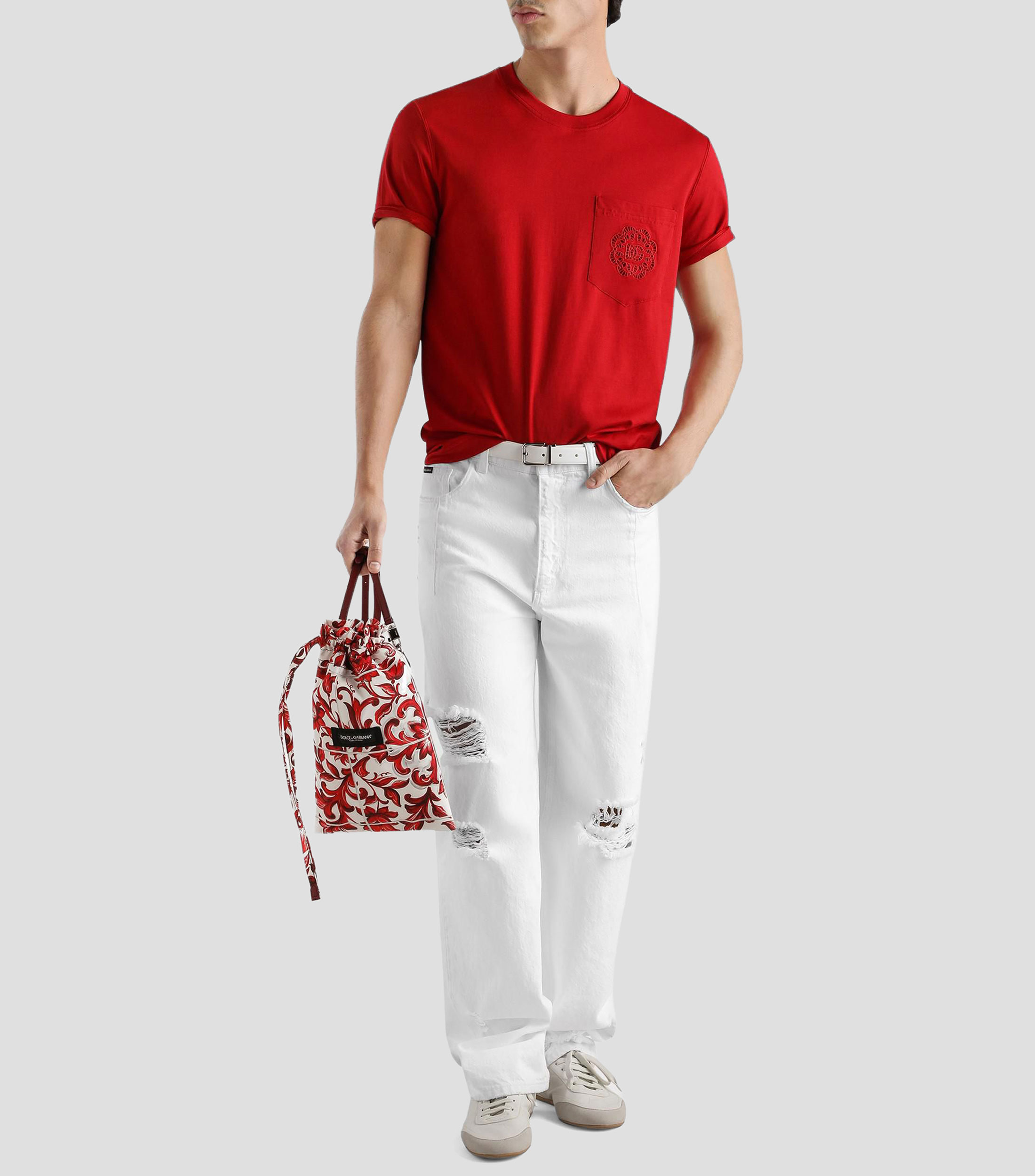 Playera cuello redondo manga corta lisa Roja Hombre